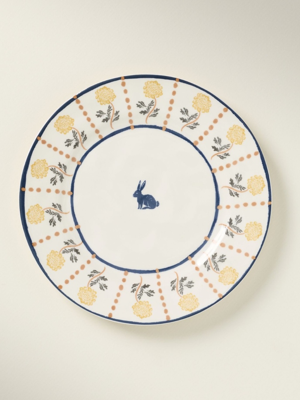 Anthropologie Mille Stoneware Plate Side Dessert New Farm Bunny Blue 8.25”
